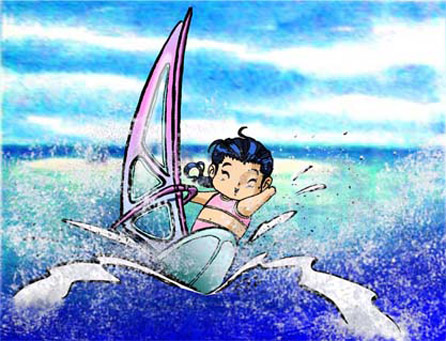 Chibi on a Wind Surf